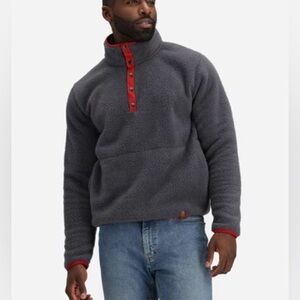 Burton Men's Gray Sherpa Pullover with Red Trim